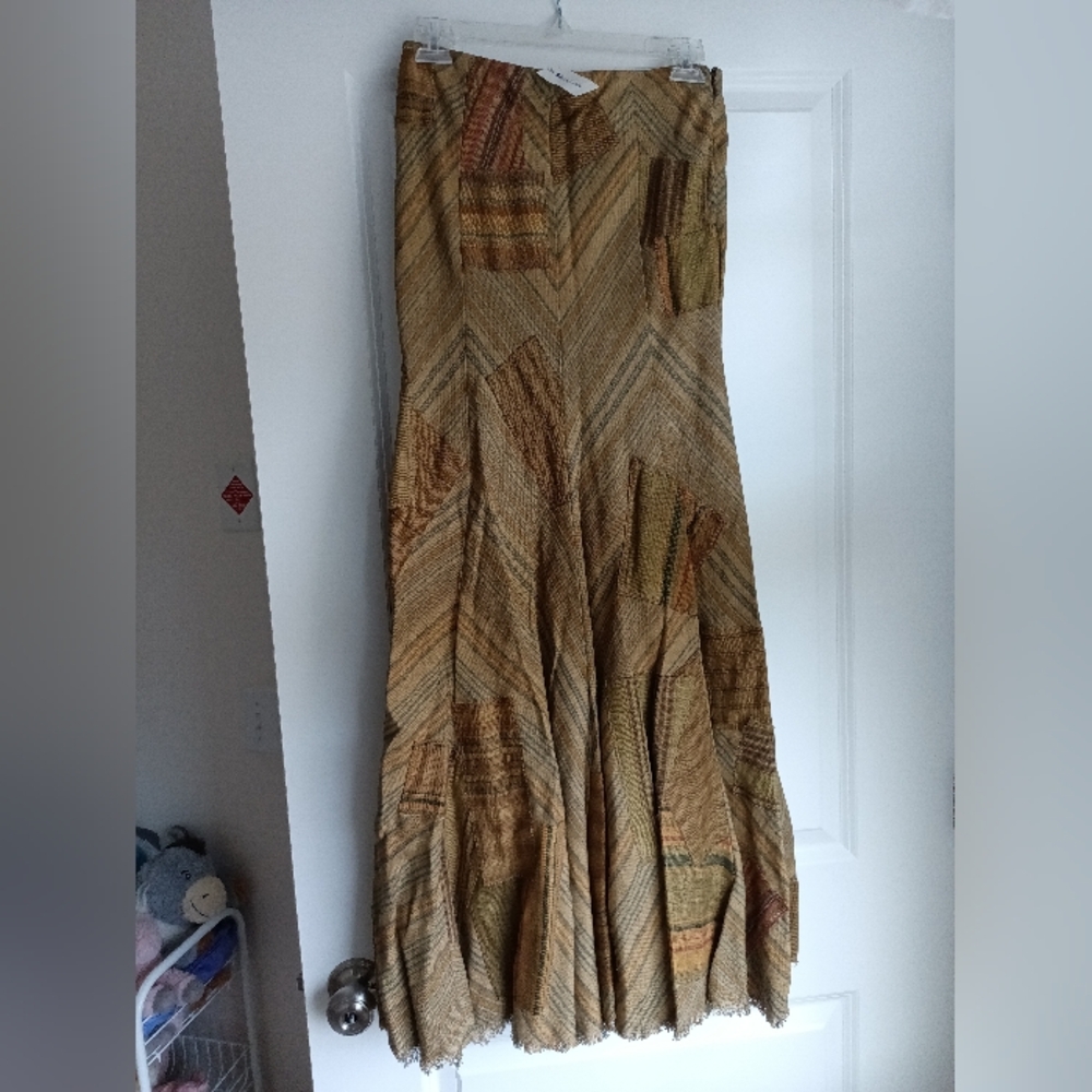 Ralph Lauren Patchwork Linen Maxi Skirt